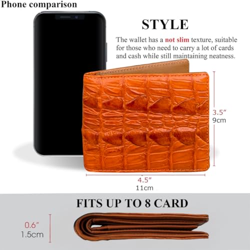 Image of HATA Men Leather Bifold Wallet RFID Blocking Front Pocket Exotic Billfold Handmade Gift For Birthday Wedding Anniversary Father's Day