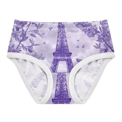 Eiffel Tower Lavender Color Toddler Underwear Custom 2t Cotton Girl Panties Cute Stylish Undies Kids Briefs
