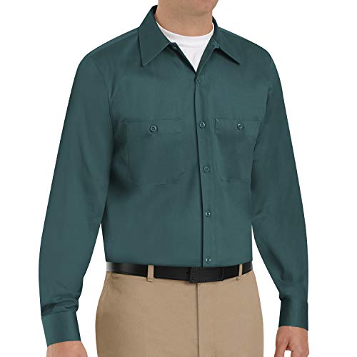 Red Kap Men's Wrinkle-Resistant Cotton Work Shirt, Spruce Green, Medium