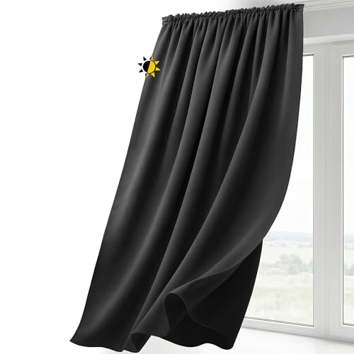 Verdunkelungsgardine mit Kräuselband U-Band, Blackout Vorhang blickdicht...