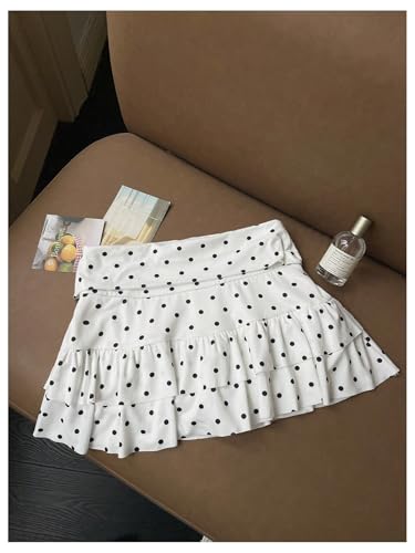 Milumia Women's Polka Dots Tiered Layered Mini Skirt Low Waist Short Ruffle Skirts2
