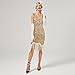 1920s Flapper Dress for Women - Gold Gatsby Sequin Fringe Cocktail Party Dress - X-Small