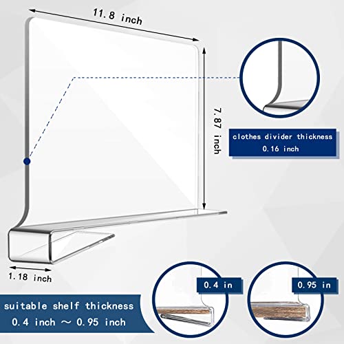Violinak 12-Pack Acrylic Shelf Dividers For Closet Organization, Clear Closet Shelf Dividers, Closet Shelf Organizer Separator, Wardrobe Storage #TOP1