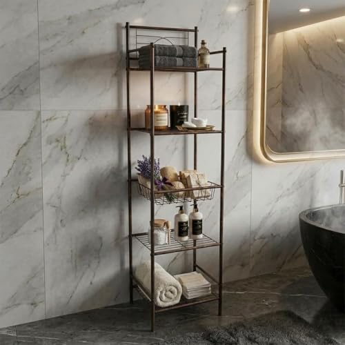 Bath Bliss 5 Tier Storage Shelf | 13"x 11.6"x 54.5" | Freestanding | Bathroom Storage | Rust Resistant | Easy Assemble | Oil Rubbed Bronze by Bath Bliss - Used condition - Image 5