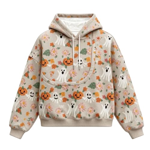 Halloween Pet Pouch Hoodie Women Oversized Cat And Dog Pouch Sweatshirt Comfy Pullover With Pocket - image 1