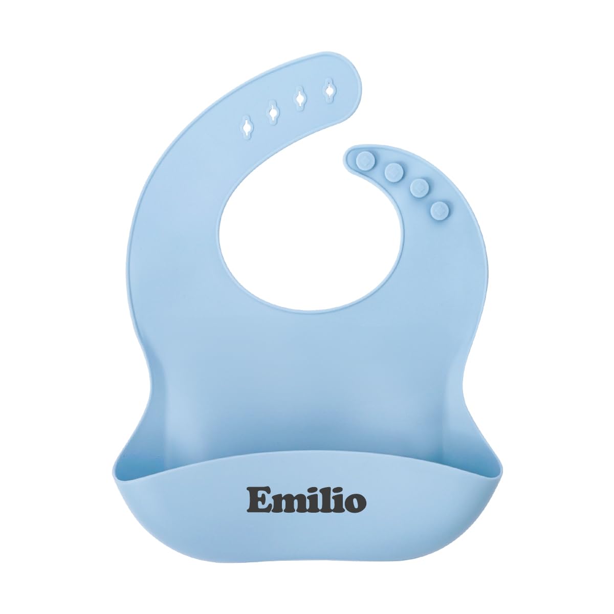 TYRY.HU Personalised Silicone Bibs for Babies & Toddlers Customized Name Soft Waterproof Baby Feeding Bib Adjustable with Wide Food Catcher Pocket