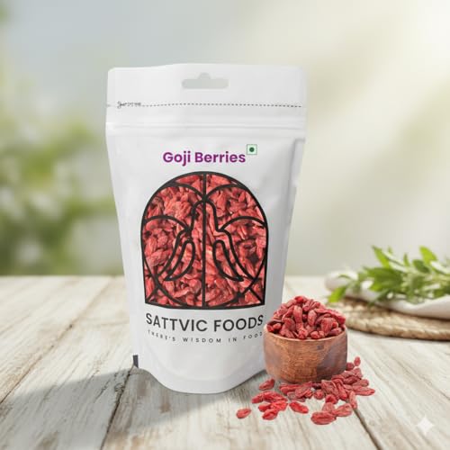 Image of Sattvic Foods Dried Goji Berries (250 g) | Non-GMO, Preservative-Free, Unsweetened Happy Berries | Rich in Antioxidants, Vitamins & Fibre | Enjoy Plain or in Smoothies, Cereals & Baking