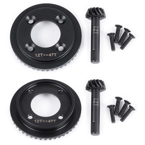 BRKRC Carbon Steel Front Rear Diff Gear 47T Ring and 12T Pinion Differential Gears Set for 1/8 Losi 8IGHT Nitro RTR