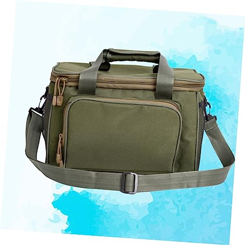 Mochila para equipo de pesca Happyyami verde impermeable con doble cremallera miniatura 2