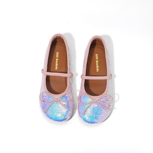 Girls Dress Shoes Mary Jane Princess Elastic Strap Glitter Party Flats3