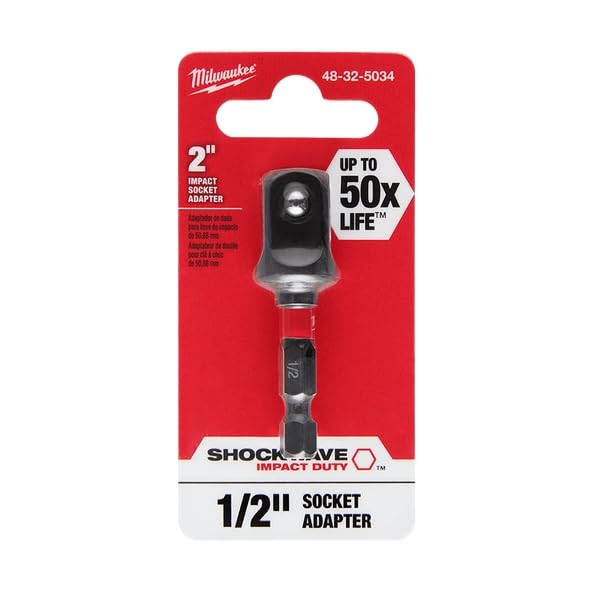 Milwaukee Shockwave Hex/Square 2 in. L Socket Adapter Alloy Steel 1 pk