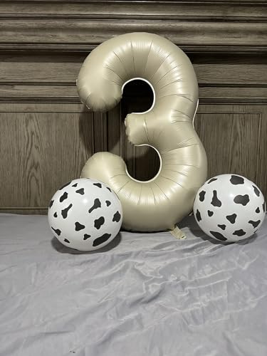Image of 3 Balloon Numbers Birthday Decorations, 40In Cream Balloons for Men Women | Eye-catching Appearance, Perfect Decorative Centerpieces, Convenient Self-sealing Structure, Widely for Various Occasions