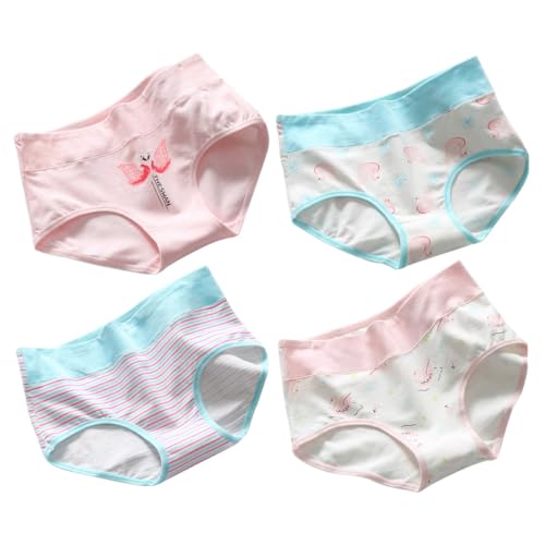 GALPADA Bragas de Algodón para Mujer 4 Piezas M Talla, Ropa Interior Femenina Transpirable, Elástica Costuras, Estampado Adorable para Uso Diario y Juvenil