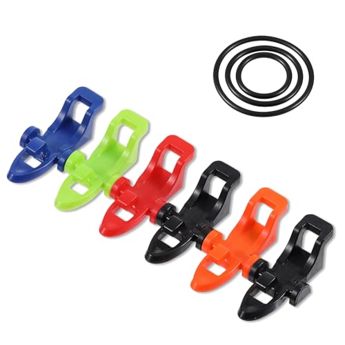 6 Sets Fishing Hook Holder, Fish Bait Holders 5 Colors Fishings Rod Clips Fishing Rod Hook Keeper with 3 Size Elastic Rubber Rings for Most Fishings Rods