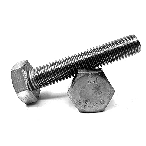 Image of M10 Hex Bolt, M10-1.5 x 50mm Hex Head Screw Bolts, 304 Stainless Steel, Fully Threaded, Plain Finish, Hex Tap Bolts 5Pcs (M10x50mm)