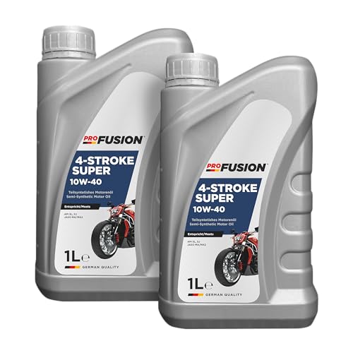 Aceite de Motor para Moto 4 Tiempos ProFusion 10W-40 Pack de 2 x 1L = 2L – Semisintético para Gasolina y Diésel – Máxima Protección, Antidesgaste y Anticorrosión – API SL/SJ, JASO MA/MA2