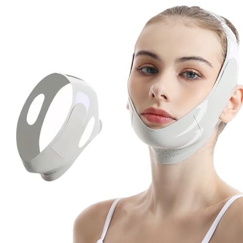 Masque Visage V-Line Refroidissant,Version Améliorée Ice-Cool,Masque Anti Double Menton Réutilisable,Bande Lifting Visage en Tissu Glacé,Masque Menton pour...