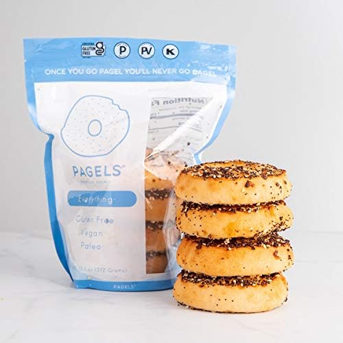 Pagels - A Paleo Certified, Gluten-Free Bagel | 100% Grain Free, No Preservatives, and Taste Amazing! | 8 Pagels - Two Bags (Everything)