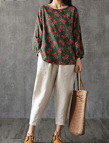 LaovanIn Women's Linen Cropped Pants Tapered Ankle Capris Trousers Elastic Waist3