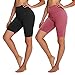 Campsnail Radlerhose Damen Kurze Leggings High Waist Hotpants Unterhose Blickdicht Sportshorts Sommer für Yoga Joggen Pilates Fitness(2er-Schwarz&Rosa, S-L)