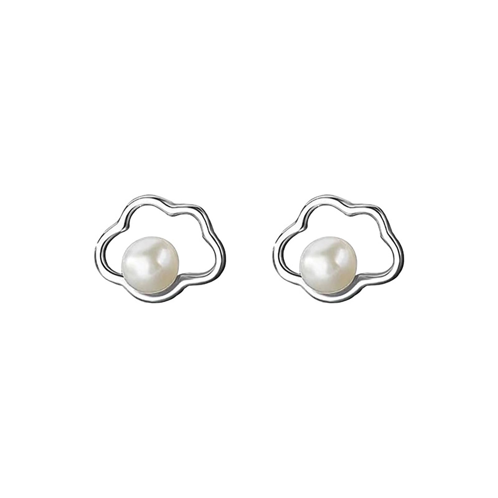 Hmzidz Pendientes de Perlas de Nubes,Pendientes Mujer de Plata de Ley 925,Pendientes de Perlas de Agua Dulce Pequeñas,Pendientes de Perlas Blancas,Aretes de Perlas Para Niñas Mujeres