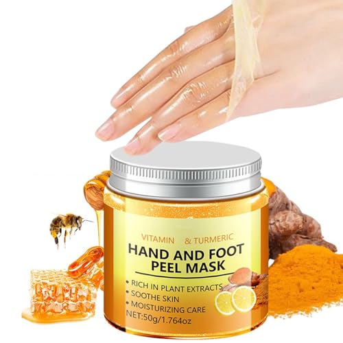 Turmeric Hand and Foot Peel Mask, Moisturizing Hydrating Nourishing Exfoliating Hand Film Hands Care Paraffin