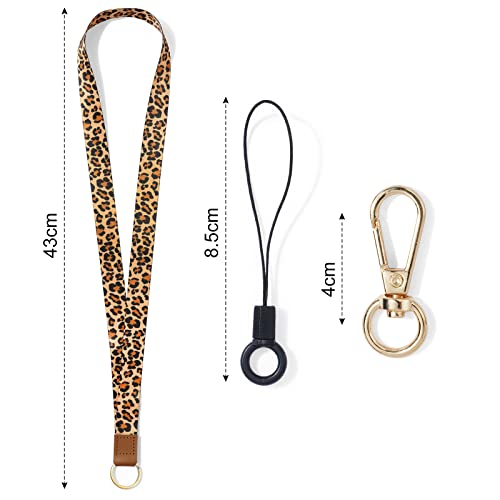 Vicloon Schlüsselband, Schlüsselband Lanyard, Lanyard für Schlüssel, mit 2 Zubehör, Doppelseitiger Druck, Halsriemen Schlüsselbund für Schlüssel, ID Badge Card Holder, Ausweishülle(Leopardenmuster)