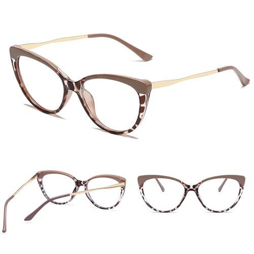 OHYER Occhiali Luce Blu Anti Filtro Luce Blu Blue Per UV PC Occhiali Filtro Luce Blue Ausilio per La Lettura Occhiali Anti Luce Blu da Vista Computer Montatura Lente Chiara Leggera Neutri (albicocca)