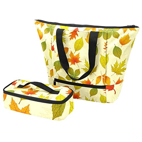 Grand sac fourre-tout avec sacs isolants et motif plantes multicolores unique