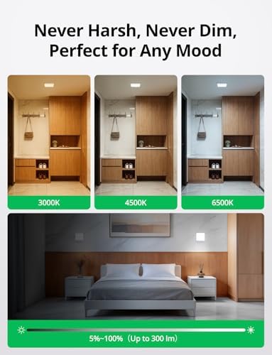 Bojim Battery Operated Shower Light Rechargeable Motion Sensor Ceiling Lights with Remote, Dimmable 3cct Cordless Light for Walk-in Closet Stair Porch Shed Basement Entry 2pack - 5