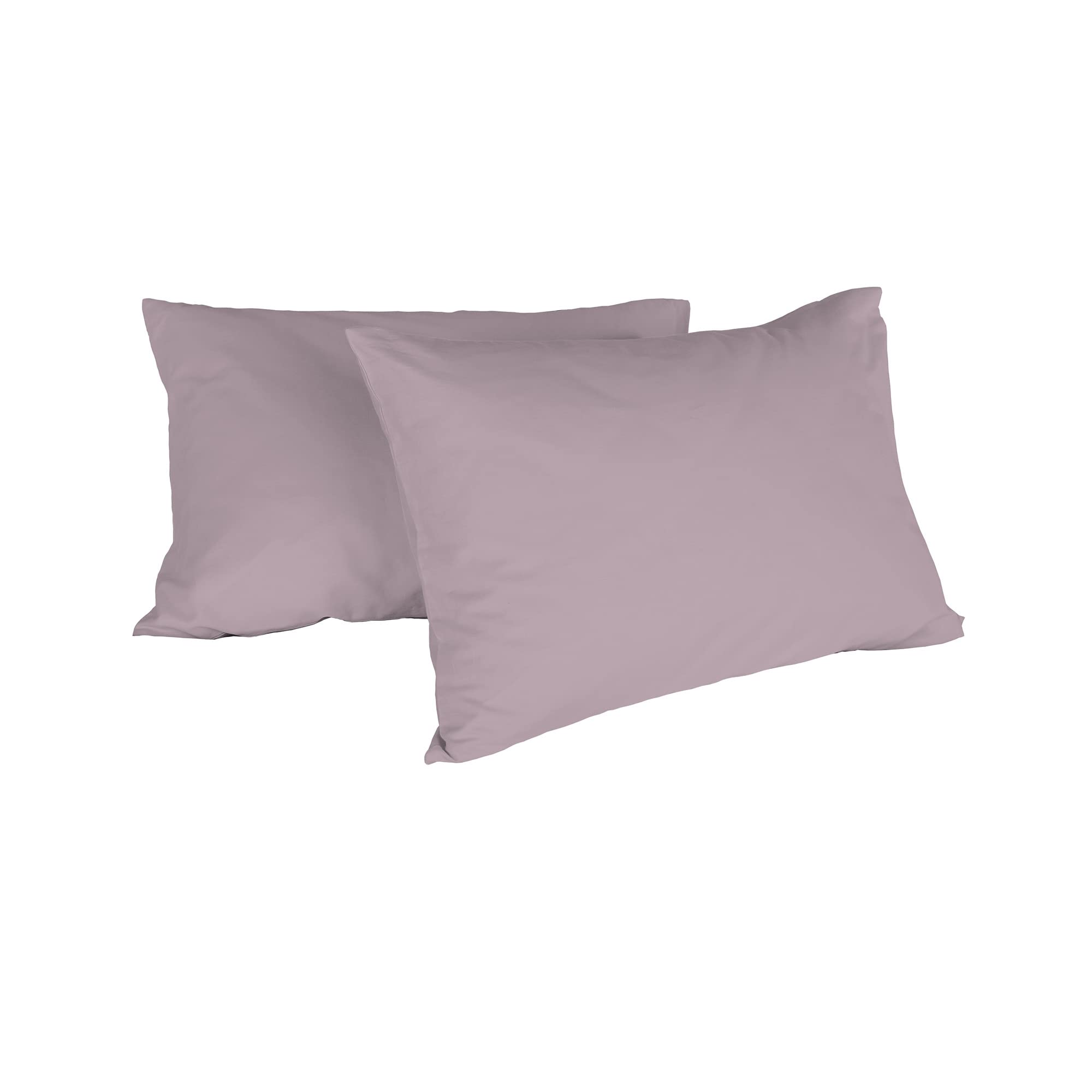 Juego de 2 Fundas de Almohada MAX Color 100% algodón, Made in Italy, 50x80 cm con Solapa Interior, Liso – Rosa Antico