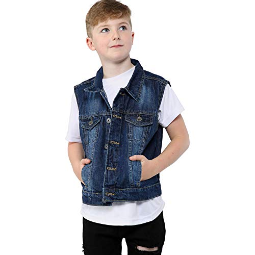 A2Z 4 Kids Jungs Denim Jacke Mode Jeans Weste - Denim Jacket JK18 Dark Blue 13