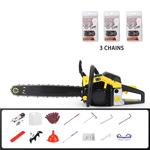 2-Takt-Gaskettensäge, 18 Zoll, 75-ccm-Handbetriebene Akku-Benzin-Kettensägen, Gasbetriebene Kettensäge mit 3 Ketten… – Bild 3