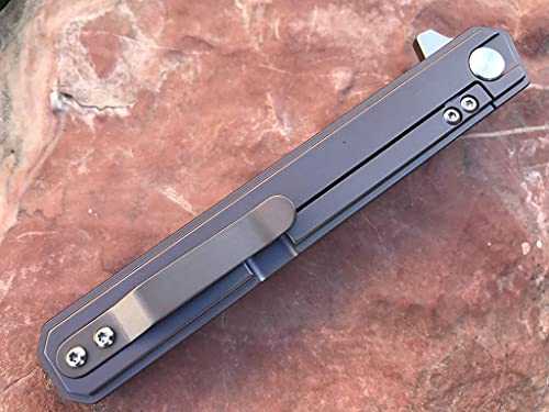 Tactical Gearz Tc4 Titanium Pocket Knife! Tg Onyx, Tc4 Titanium Handle! Polished D2 Steel Tanto Blade, Ball Bearing Pivot System! Includes Sheath! #TOP5