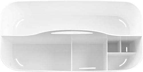 Miniatura 5 de mDesign Organizador de ducha dividido de plástico con asa, almacenamiento para baño o dormitorio, capacidad para jabón de manos, champú, esponjas,