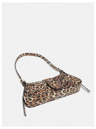 Verdusa Women's Leopard Print PU Leather Shoulder Bag Vintage Zipper Underarm Bags3