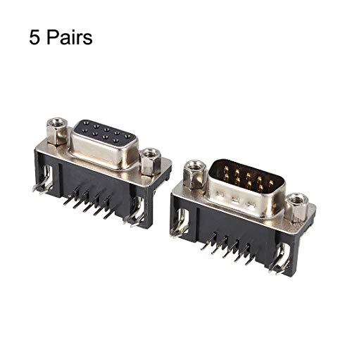 uxcell 5 pares conector serial DB9 macho y hembra miniatura 2