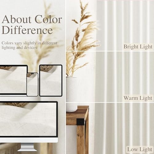 Image of Nanspring Linen Natural Curtains for Kitchen Windows Over Sink - Cafe Drapes Semi Sheer with Back Tab and Rod Pocket Lightweight Rustic Textured Cabinet Curtain for Bathroom 29 x 24 Inch, 2 Panels