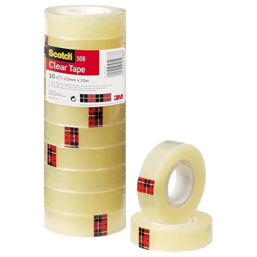 Scotch Cinta Adhesiva Transparente - 10 Rollos, 15 mm x 66 m - Cinta Adhesiva para Uso General para el Colegio, el Hogar y la Oficina