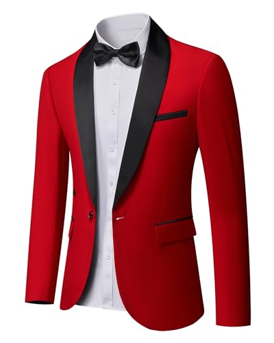 MrSure Men's Casual Blazer One Button Shawl Lapel Jacket, Lightweight Coats for Wedding Party