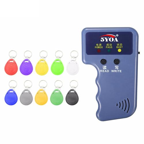 NQNFWCRJ Escritor RFID de mano, copiadora RFID, lector inteligente, duplicador de tarjetas de identificación para tarjetas HID y AWID y Paradox o llaveros, escritor RFID de mano + llaveros grabables