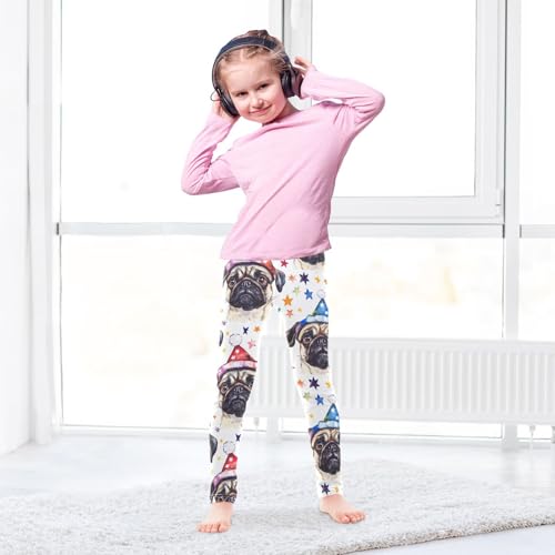 Pug in A Cap Girls Leggings,Workout Leggings for Girls Toddler Athletic Legging Size for 3-10T4
