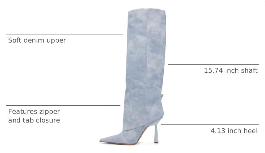 Image of Goolita Fold Over Boots For Women, Pointed Toe Stiletto Heel Knee High Boots Fashion Comfortable Slip On Tall Boots