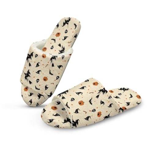 Slippers for Women Men Fuzzy Open-Toe Slippers Warm Cloth Bottom Indoor House Shoes Soft Winter Shoes 36-45