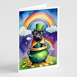 Caroline's Treasures DAC5595GCA7P Pug St Patrick's Day Greeting Cards Pack of 8 Blank Cards with Envelopes Whimsical A7 Size 5x7 Blank Note Cards