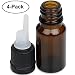 Essential Oil Bottles - 10 ml. Amber Glass Empty Bottle Set, Perfect Fit For the Aennon Aroma Nebulizing Diffuser (4-Pack) + 12 Extra Washers Included