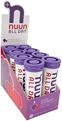 Nuun All Day: Hydrating Vitamin & Electrolyte Tablets, Grape Raspberry, Box of 8 Tubes