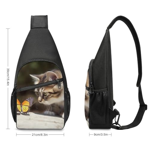 Morrales tipo Sling Bag Cat Butterfly para Hombres y Mujeres miniatura 2