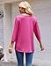 Zeagoo 3/4 sleeve Shirt Fall Tops for Women Round Neck Fashion Casual Tunic Blouse Summer Loose Fit Tee Tops For Summer Fashion Rose XL