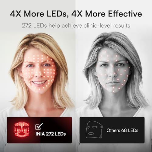 image for INIA Red Light Therapy Mask for Face, Glow Wireless LED Face Mask Ligh